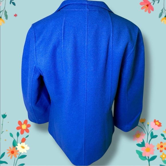 NWT Talbots Royal Blue 100% Wool Single Button Patch Pocket Blazer / Jacket 10 - Picture 7 of 13